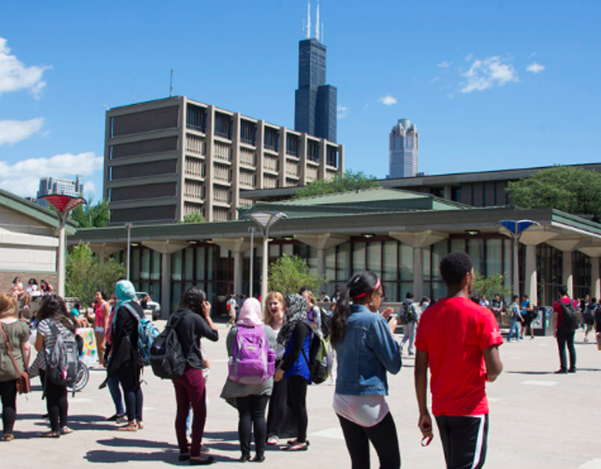 students mingling in the quad